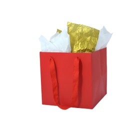 JUNESHE Red Gift Bags with Handles &Tissue Paper, 2 Pack Red Paper Bags, 7.87x7.87x7.87 inch Square Gift Bags, Birthday, Wedding Kraft Bags Medium Size