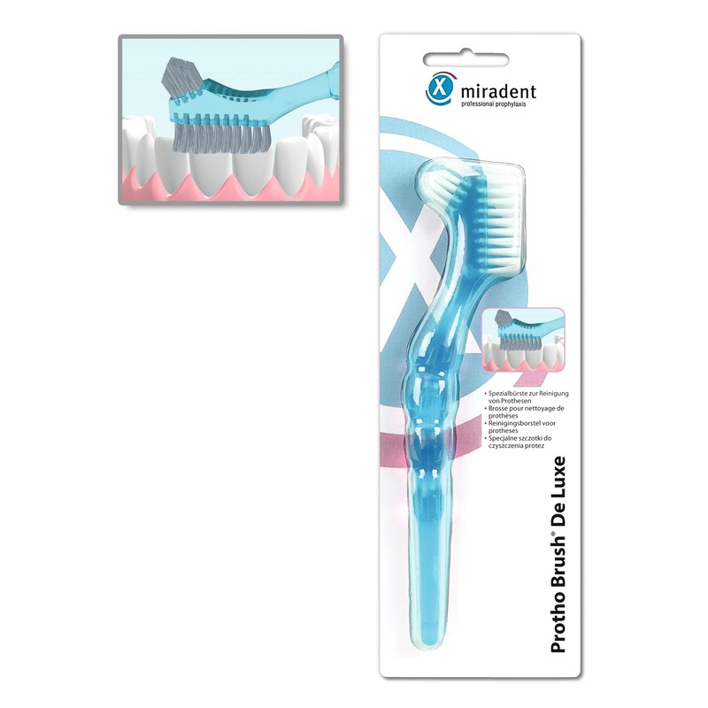 Miradent Protho Brush de Luxe Prosthetic Brush Blue Transparent 1