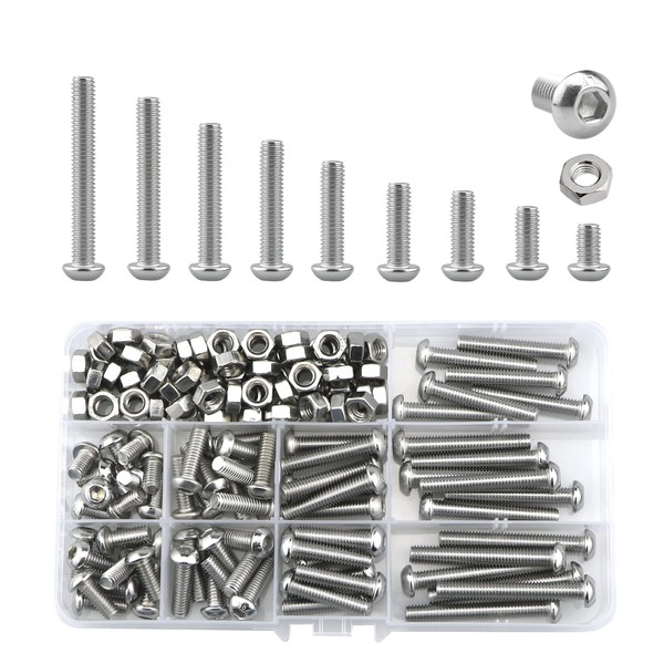 Bolts and Nuts Set, Hex Head M6 Stainless Steel Machine