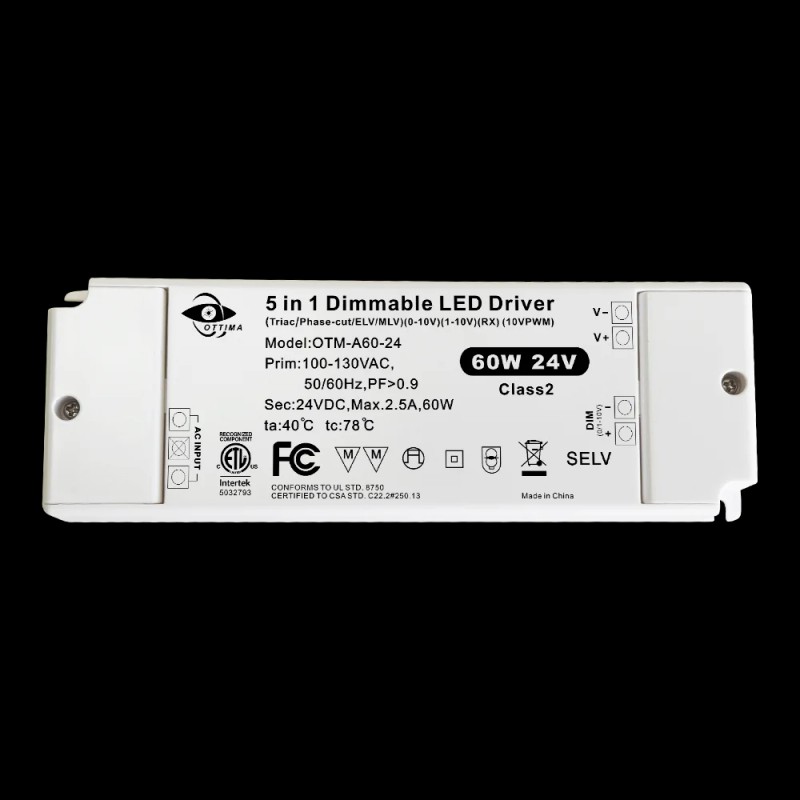 ETL Approved DC24V Triac Dimmable/0-10V/1-10V/10V PWM/Potentiometer 5 in 1 Dimmable