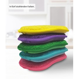 Genius 2in1 Mikrofaser Schwämme Set 5-TLG, Küchenschwamm Kratzer- und streifenfrei, Doppelseitenschwämme mit weicher und groben Seite