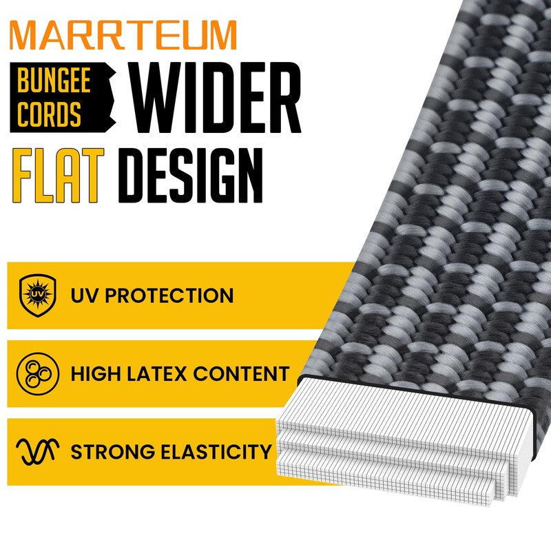 MARRTEUM 24 Inch Flat Adjustable Bungee Cords with Hooks Heavy