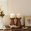 Rustic Acacia Wood Pillar Candle Holder