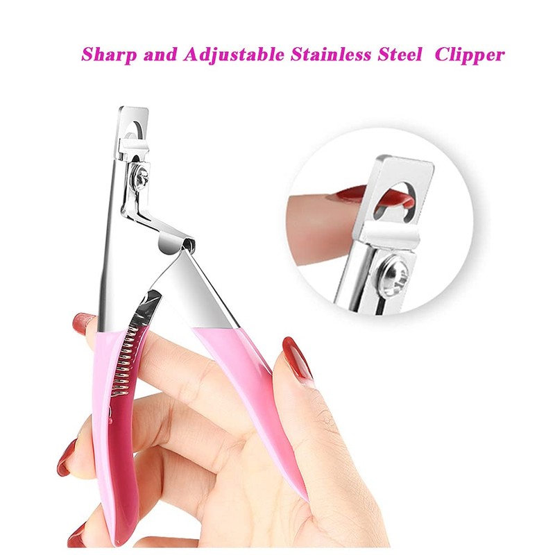 Adjustable Acrylic Fake Nail Tip Clipper Cutter, Professional False Artificial