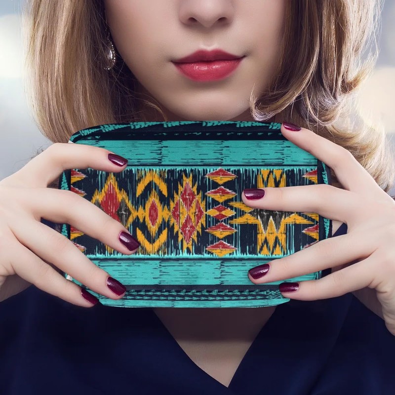 BENGRONGAE Fresh Green Leaves Makeup Bag Zipper Pouch Travel Cosmetic