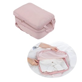 DOSARRIBA Travel Compression Bag, Travel Pouch, Storage Pouch, Business Trip, Travel, Convenient Goods, Zipper Compression to Save Clothing Space, Set of 2 (Pink)