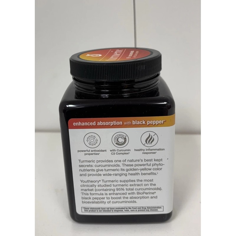 Youtheory Turmeric 2,250 mg, 210 Vegetarian Capsules -Enhanced Formula