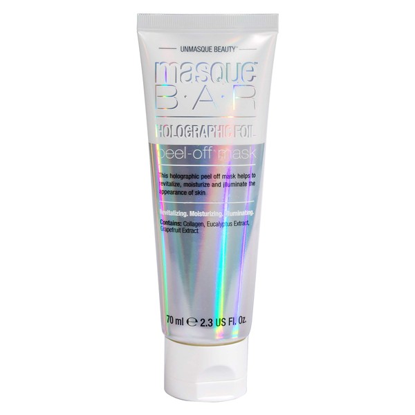 masque BAR Holographic Foil Facial Peel Off Mask (70ml/Tube) — Korean Beauty Skin Care Treatment — Cleanses, Exfoliates, Detoxifies, Moisturizes — Improves Complexion, Makes Skin Look Glowing & Bright
