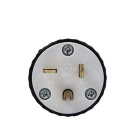 ENERLITES NEMA 6-20P Straight Blade Replacement Plug Connector, Male Extension Cord Ends, 20 Amp, 250 Volt, 2 Pole, 3 Wire Grounding, Heavy Duty, UL Listed, 66230-BK, Black (Pack of 2)