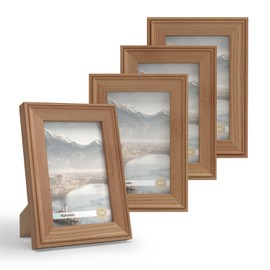 iRahmen 4x6 Picture Frame Set of 4, Rustic Retro Photo Frame with Real Glass, Wood Farmhouse Style 4 x 6 Frames for Wall Mount and Tabletop Display
