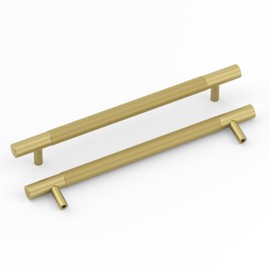 LONTAN 10 Pack Gold Cupboard Handles 160mm Hole Centers Gold Kitchen Handles, Knurled Cabinet Handles Gold Drawer Handles, Gold Kitchen Cupboard Handles Gold Wardrobe Handles