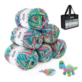 ilauke 6 Pack Crochet Yarn for Knitting, Colorful Double Knitting Wool, Acrylic Yarn for Knitting Crafting and Crochet DIY Craft (50g, 4-Ply)