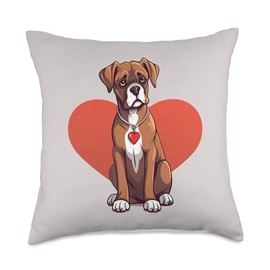 Cute Boxer Dog Lovers Valentines Day Gift Owner Mom Dad Gift Boxer Dog Lovers Valentines Day Throw Pillow, 18x18, Multicolor
