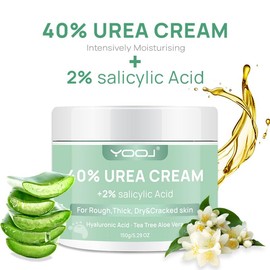Urea Cream 40% plus Salicylic Acid 2%, Foot Cream for Dry Cracked Heels Feet Knees Elbows Hands, Foot Dead Skin Cuticle Callus Remover Toenail Softener, Keratolytic Skin Barrier Repair