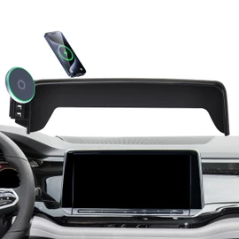 Car Phone Holder for VW Atlas 2024 2025/ VW Altas Cross Sport 2024 2025 Accessories Apply to 12 Inch Touch Screen 15W Fast Wireless Charger Screen Fixed Clip Cell Phone Mount Hands-Free