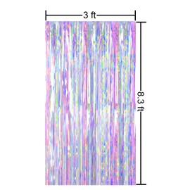 2pcs 3ft x 8.3ft Shiny Corlorful Metallic Tinsel Foil Fringe Curtains Photo Booth Props for Engagement Bridal Shower Bachelorette Baby Shower Birthday Holiday Celebration Party Decorations