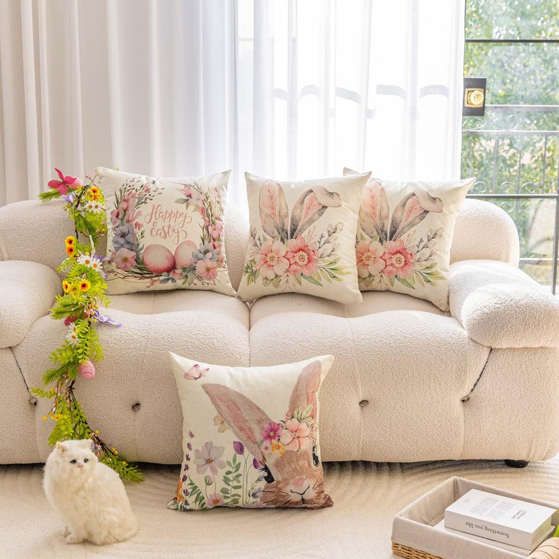 Miuyunya Set of 2 Easter Cushion Covers, 40 x 40