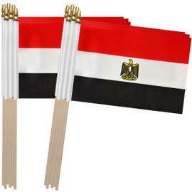 TSMD Egypt Stick Flag Egyptian Small Mini Hand Held Flags,5x8 Inch,12 Pack