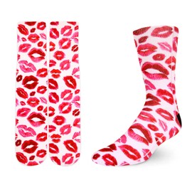 Benefeet Sox Funny Valentine's Day Socks for Women Men Crazy Cool Funky 3D Printed Socks Valentines Gifts for Unisex Youth Novelty Colorful Patterned Athletic Socks Valentine's Day Gifts，Kiss Red Lips