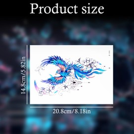 Bojueshaw 6 Sheets Large Butterfly Flower Temporary Tattoos,Realistic Waterproof Tattoos,Floral Body Stickers for Boy Girl