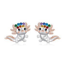Axolotl Gifts Axolotl Earrings for Women Sterling Silver Cute Animal Stud Earrings Back With Jewelry for Daughter