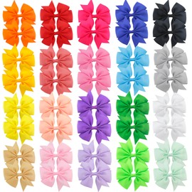 Babymatch Pinwheel Hair Bows for Girls Big Large with Metal Clips 4 inch 40pcs (20 colors x 2)