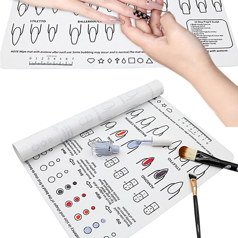 rflaueo 1pc Acrylic Nail Training Mat Manicure Art Practice Mat