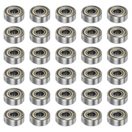 sourcing map 30pcs 606ZZ Deep Groove Ball Bearings 6mm Bore 17mm OD 6mm Thick Carbon Steel Double Shielded Z1 Bearing for Motors