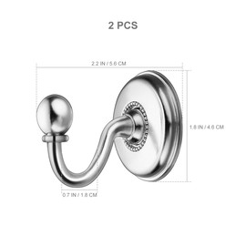 NUOLUX 2Pcs Vintage Alloy Pommel Curtain Holdbacks Tieback Hooks Door Wall Hat Coat Hangers (Silver)