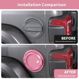 SQQP JL - Tapa de depósito de gasolina para puerta de combustible, accesorios exteriores de aluminio compatibles con Jeep Wrangler JL JLU y Unlimited Sport Rubicon Sahara 2/4 puertas (rosa)