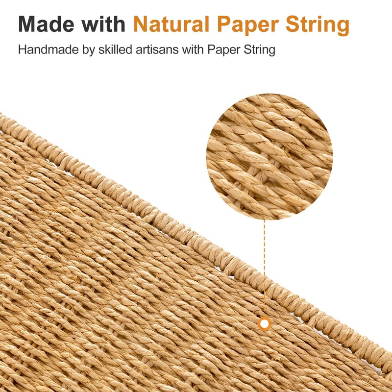WOWLIVE Double Laundry Hamper with Lid, Handwoven Rolling Laundry Basket