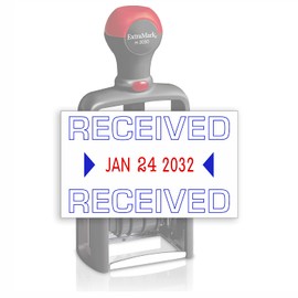 Heavy Duty Style Office Date Stamp with Received - Self Inking Dater - Style A - Blue & Red Ink Color