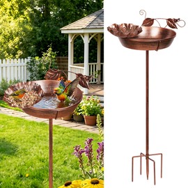 Echaprey Metal Bird Bath Outdoor Removable Bowl Heavy Duty Rustproof Bronze