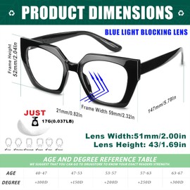 Ailebre Fashion Oprah Oversized Reading Glasses for Women Anti Computer Blue Light Blocking Eyeglasses Reader Stylish