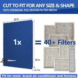 Demiwise Reusable Air Filter 20x30x1,2 Packs Cut to Fit Furnace Filters,MERV 6 Electrostatic Washable Air Filter for HVAC,Mobile,Manufactured Homes,Replacement Air Conditioner Filters,24 PCs Hooks