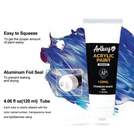 Artkey Acrylic Paint - White and Black (120 ml/4.06 oz) Tubes, Rich & Vibrant Pigments, Professional Artists Acrylic Paints - Art Supplies for Canvas Wood Rock Clay Fabric Ceramics Art Crafts Painting