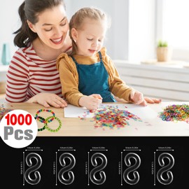 QONCV S Clips,1000 Pieces, Clear, Loom Rubber Band Clips, Plastic Band Clips, Bracelets DIY Making Refill Kit, Connectors Refills, Loom Bracelets DIY Handicrafts, Exquisite Gadgets.