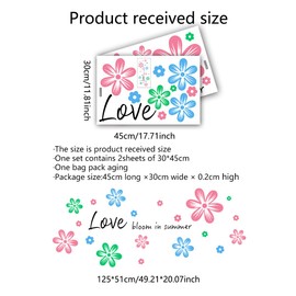 Colourful Daisy Wall Decals Flower with Letter Love Bloom in Summer Wall Stickers for Wall Peel and Stick for Nursery Bedroom Living Room Wall Decor (Colourful Daisy Wall Decals)