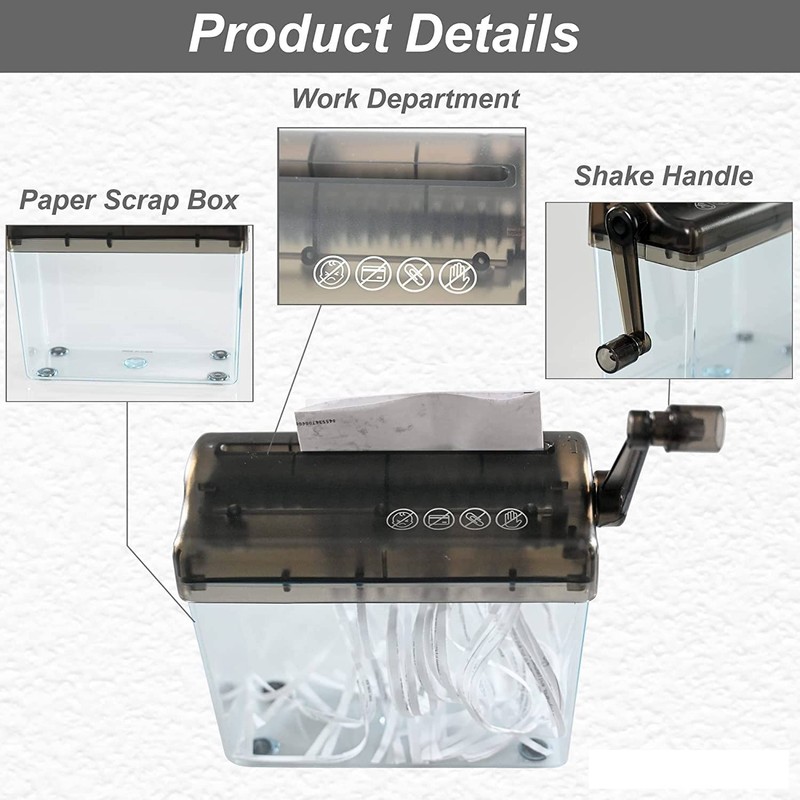 Manual Shredder, A6 Hand Crank Portable Mini Paper Cutting Tool