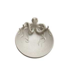 Creative Co-Op 13.75 Inches Stoneware Octopus Bowl with Reactive Glaze, White Speckled
