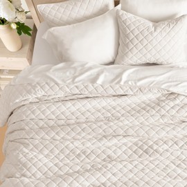 EVERGRACE Luxury Velvet Quilt Set King Size, Diamond Quilted Lightweight Velvet Comforter for All Season, Ultra Soft Oversized Bedspread Coverlet Bedding Set with 2 Pillow Shams, Ivory White