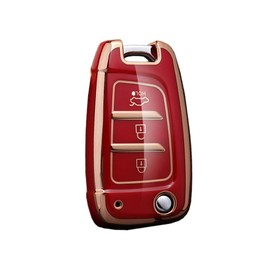 KUNIO Flip Key Case Suitable for Hyundai Kona i30 Tucson NX4 2019 2020 2021 2022 2018 2017 2016 Protective TPU Car Key Protection Key Cover 3 Buttons A Red