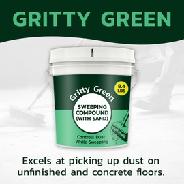 Gritty Green Sweeping Compound with Sand – Effective Dust Control on Cement & Unfinished Floors, Grit and Sand Breaks Up Loose Dust for an Even Deeper Clean, Oil Free, Made in USA (8.4 lbs)
