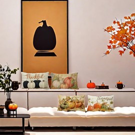 seahdunt Fall Thanksgiving Pumpkin Pillow Covers Square Cushion Covers,Throw Pillows Decorative Pillowcase, Cotton Linen Cushion Case for Home,Room,Chair,Wedding Decor, Car,Decoration, 12”x20”set of 4