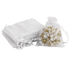 SimautHawk 50 Pcs White 3.1x4.1 inches Small Gift Bags,Good Sheer Organza Bags, Mesh Drawstring, Jewelry Gift for Wedding Favors, Festival Wrapping Supplies (White, 3.1x4.1 inches)