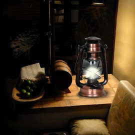 Eaxus® 15 LED Lantern in Vintage / Retro Oil Lamp Design, Copper Bronze Decorative Lantern