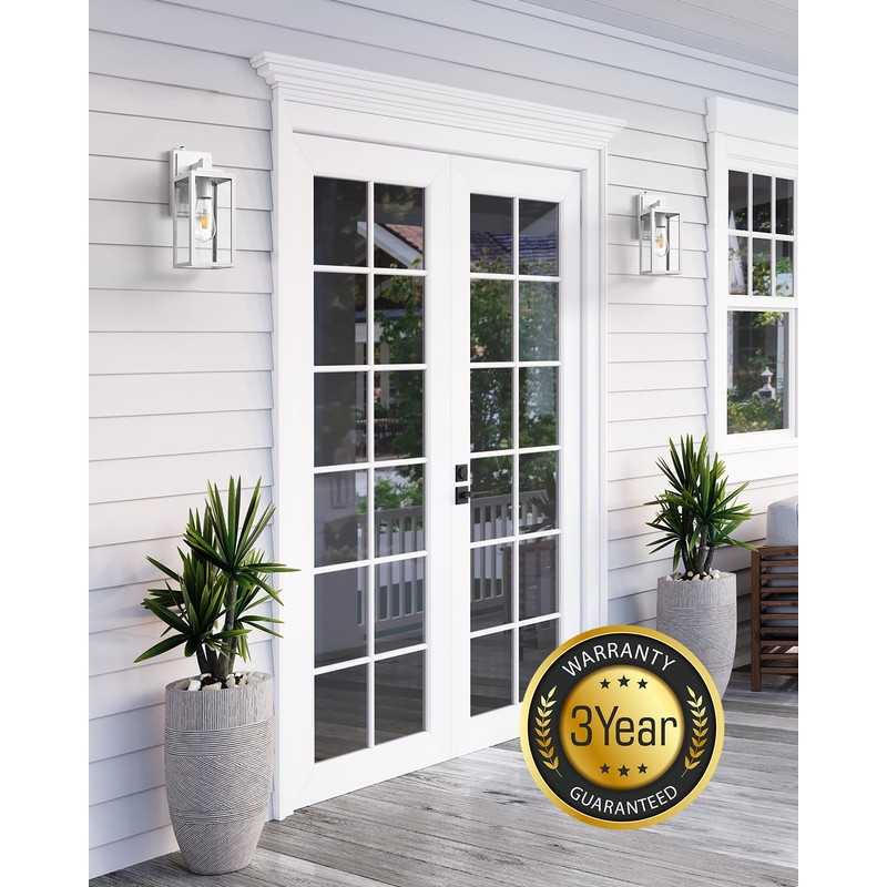 VIANIS 2 Pack White Dusk to Dawn Outdoor Wall Lantern,
