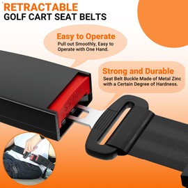 CLUBRALLY Golf Cart Seat Belts, 40" Retractable Universal Golf Cart Seatbelts Kit, Fits Club Car EZGO, Yamaha