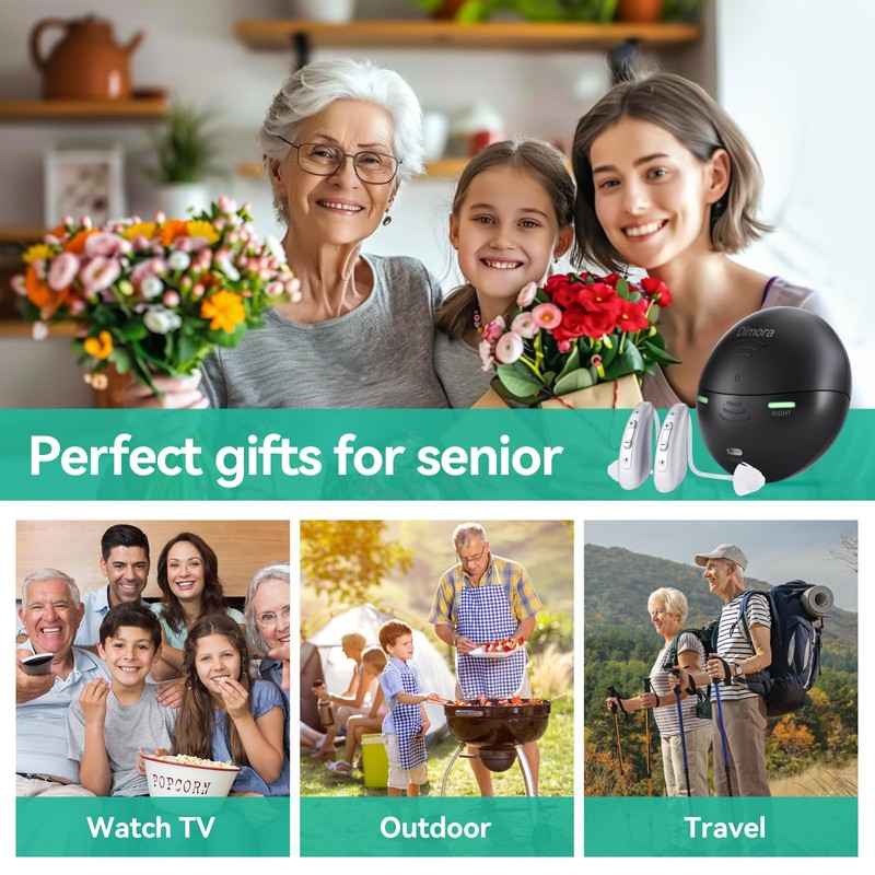 Dimora OTC Rechargeable BTE Hearing Aids for Seniors & Adults,