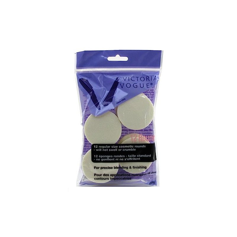 Victoria Vogue #912 Cosmetic Rounds 12 Count Regular Size (Pack
